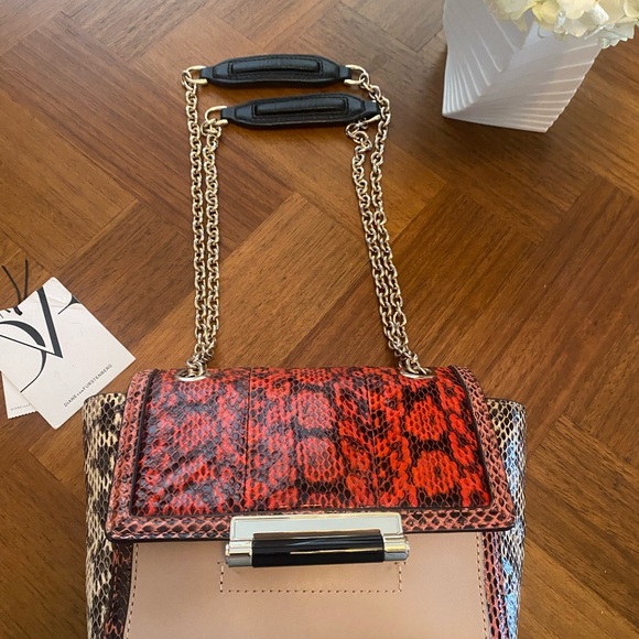 Diane Von Furstenberg DVF MINI Chained bag item #440 mini snake and leather - Picture 3 of 7